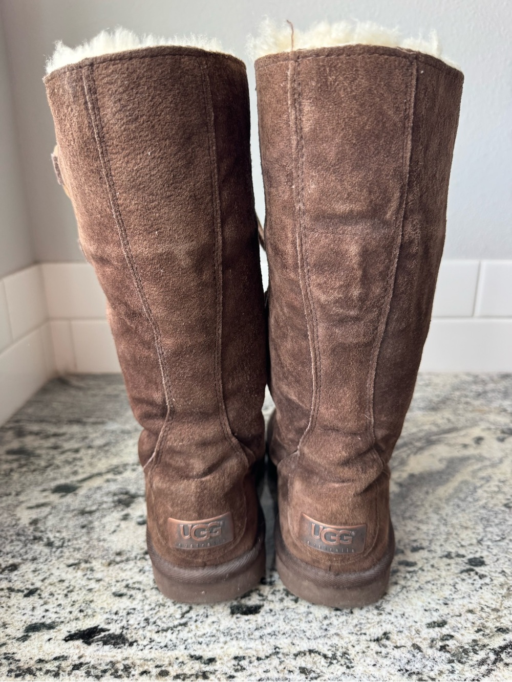 Vintage UGG Australia Whitley Tall Suede Sheepskin Lace Up Boot. Size 5. VGUC - Picture 6 of 8